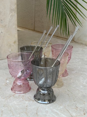 طقم صحون ايسكريم ملونه