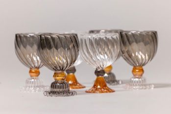 Set of 6 Glass Goblets for Serving Coffee